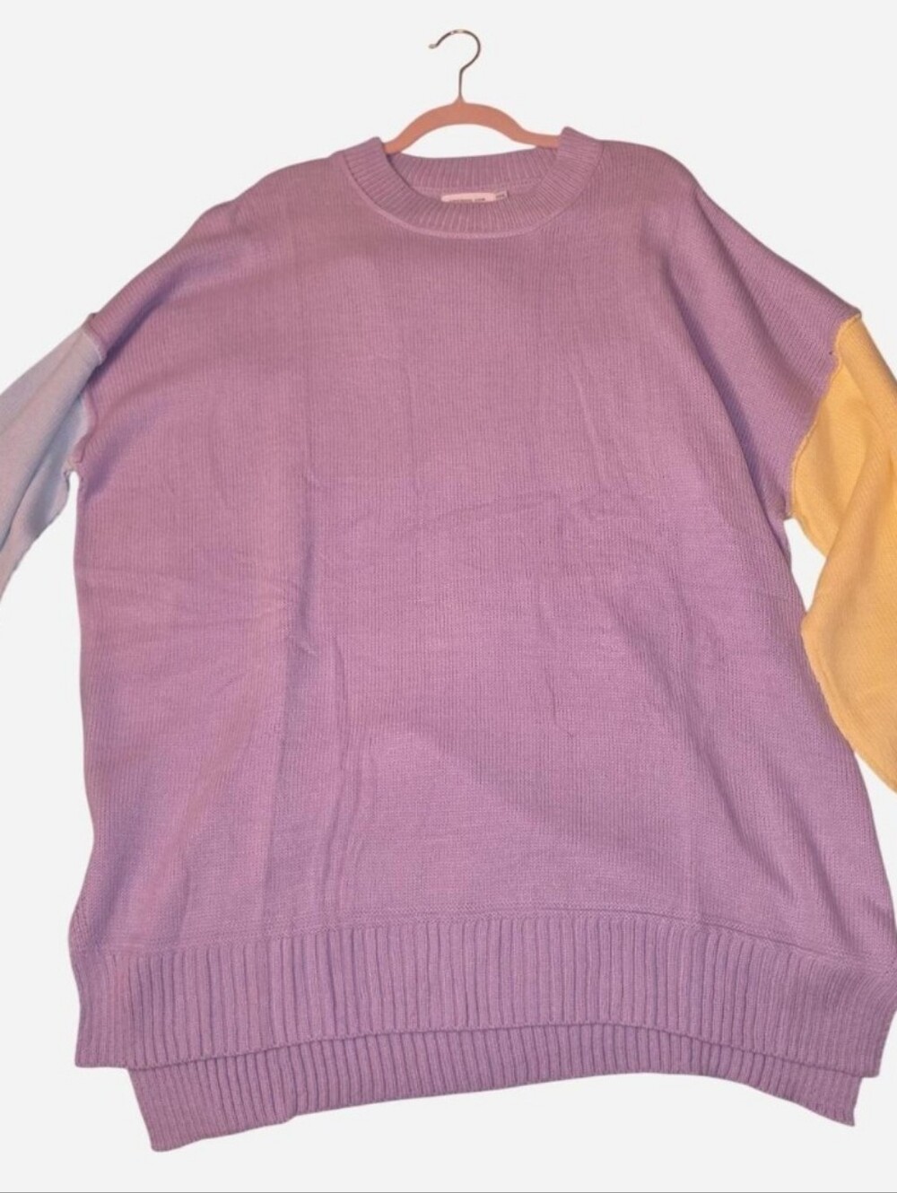 Lavender Colorblock Women's Sweater - Crewneck